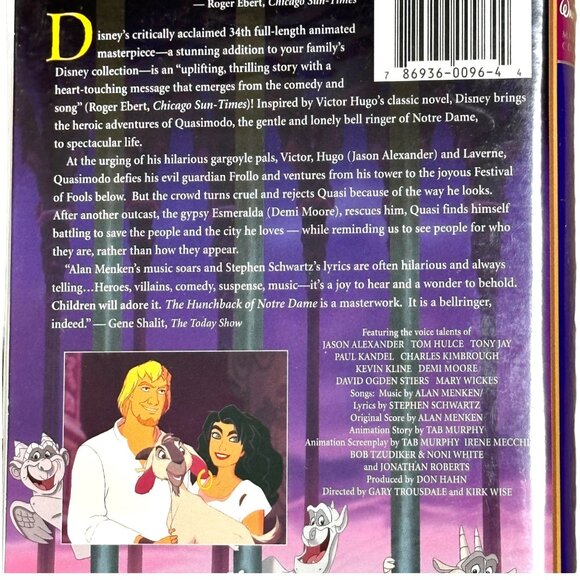 Vtg Walt Disney's Masterpiece The Hunchback of Notre Dame VHS 1997 VGUC Classic - Picture 3 of 5